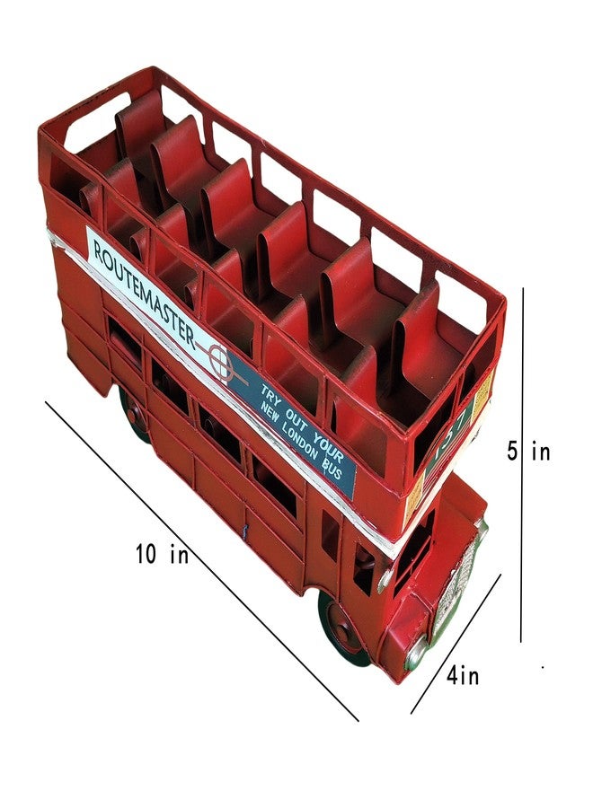 VANLAXY Vintage London Double Decker Sightseeing Bus Model Open Top Diecast Metal Model Replica Red London Bus Figurine Collection - Image 4